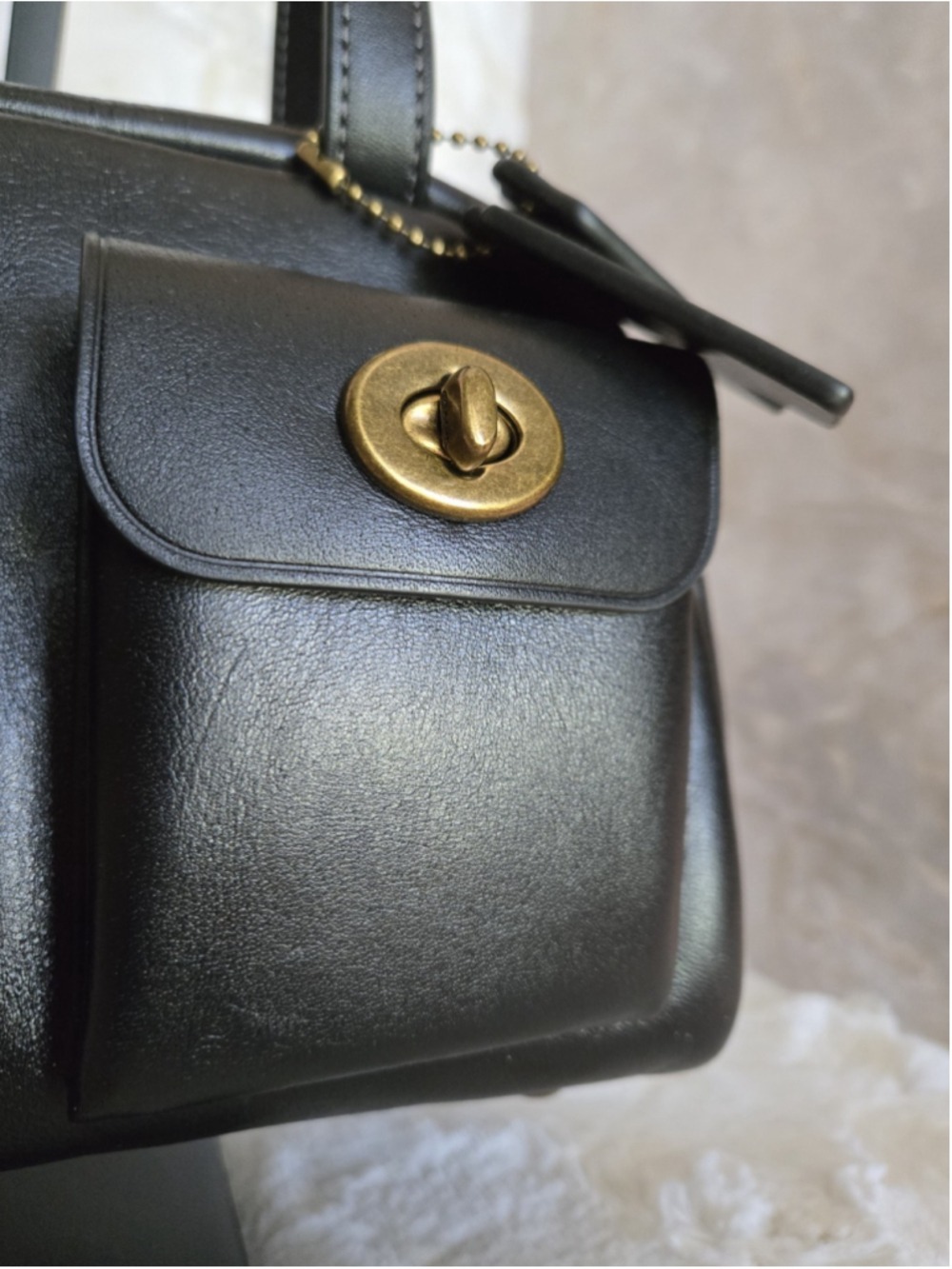 NWOT Coach Originals Black Twin Turnlock Bag 20 Small Leather Satchel - Picture 5 of 14